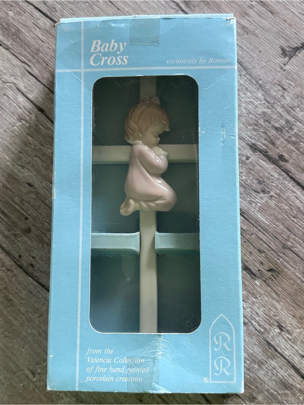 Roman’s Valencia Collection Baby Cross Porcelain 7.5” Baby Girl Hand Painted